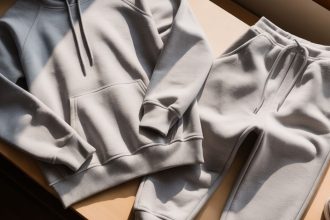 Two-piece sweat set with hoodie and joggers displayed on model