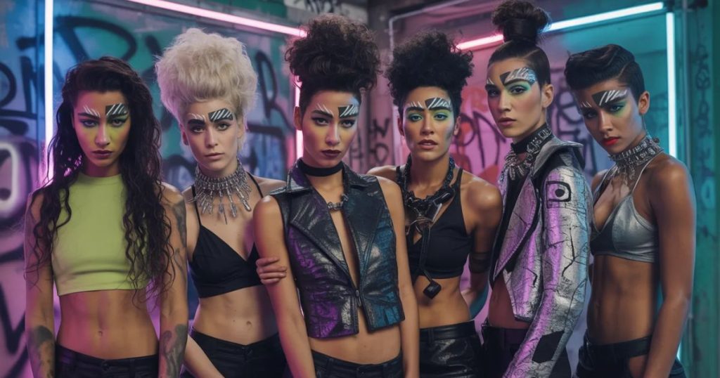 Confident gyaru fashion pose with trendy hairstyle and bold accessories representing fearless style culture.